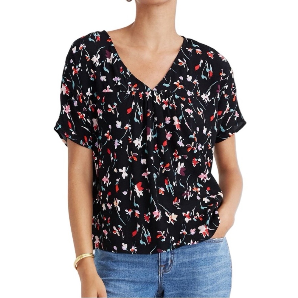 EUC Madewell Black Floral Blouse